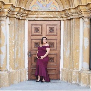 Mermaid burgundy formal dress